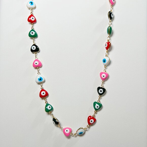 Eye Candy LA Luxe Collection Enamel Heart & Evil Eye Necklace - Picture 2 of 6